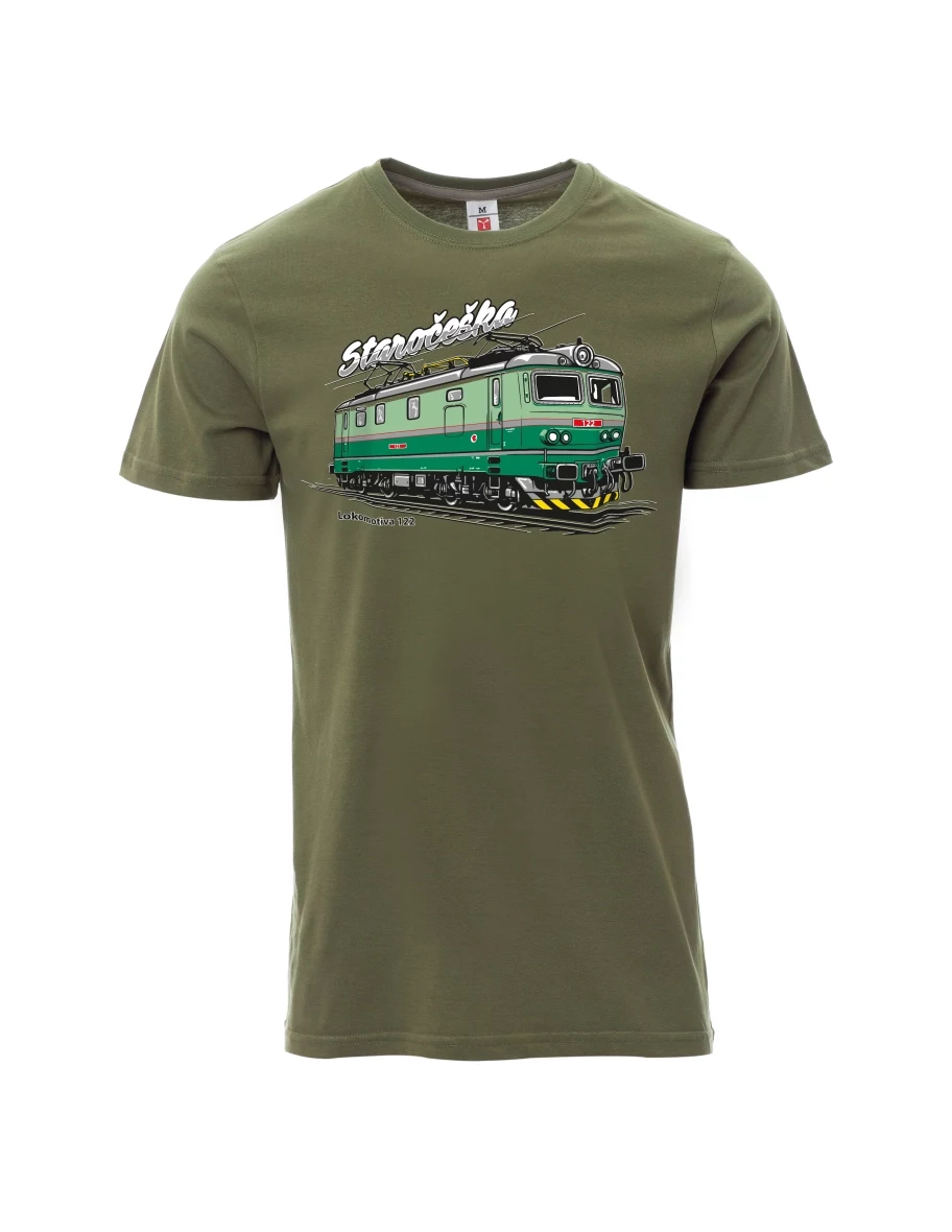 Khaki T-Shirt für Männer Lokomotive 122 „Staročeška“