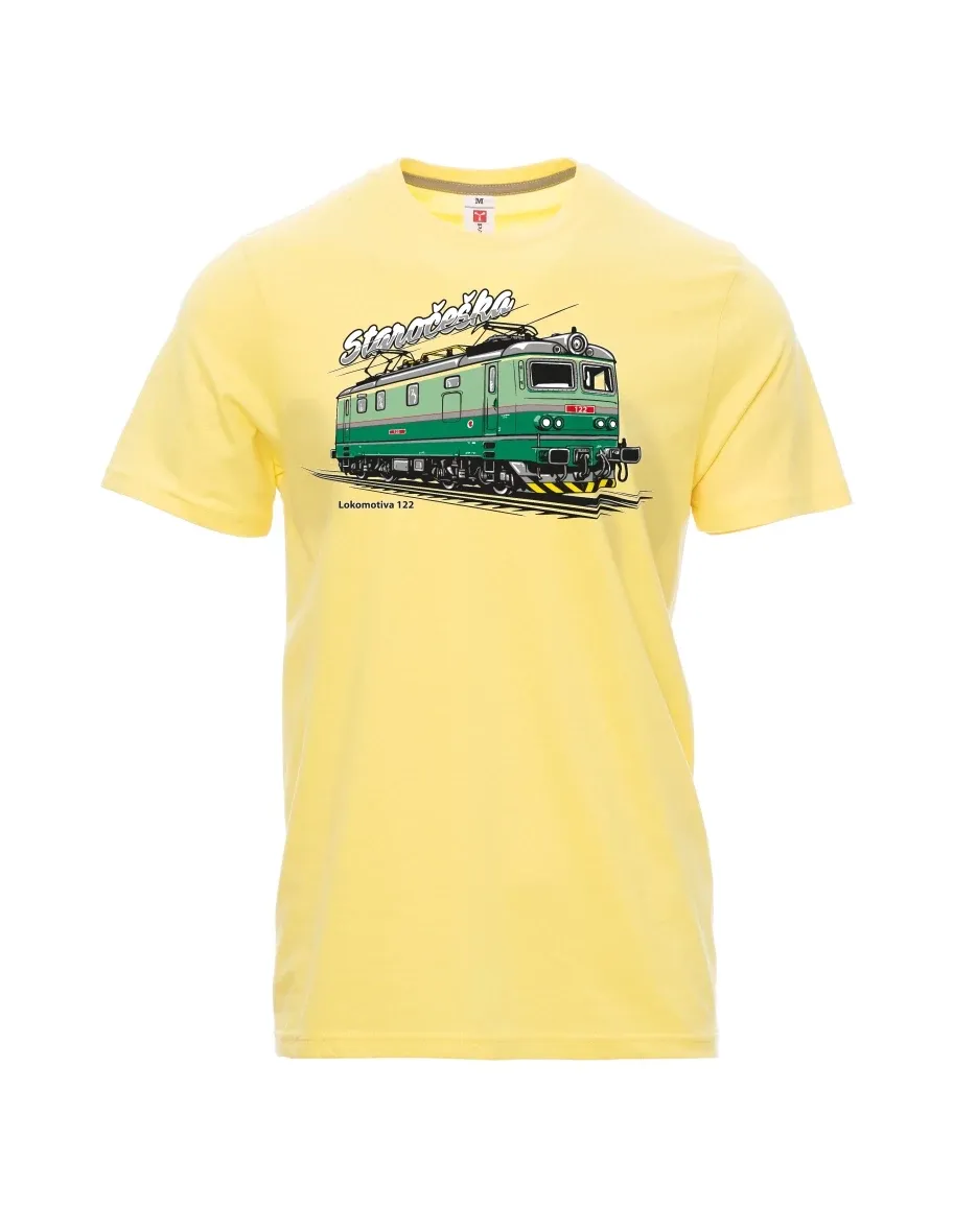 Hellgelb T-Shirt für Männer Lokomotive 122 „Staročeška“