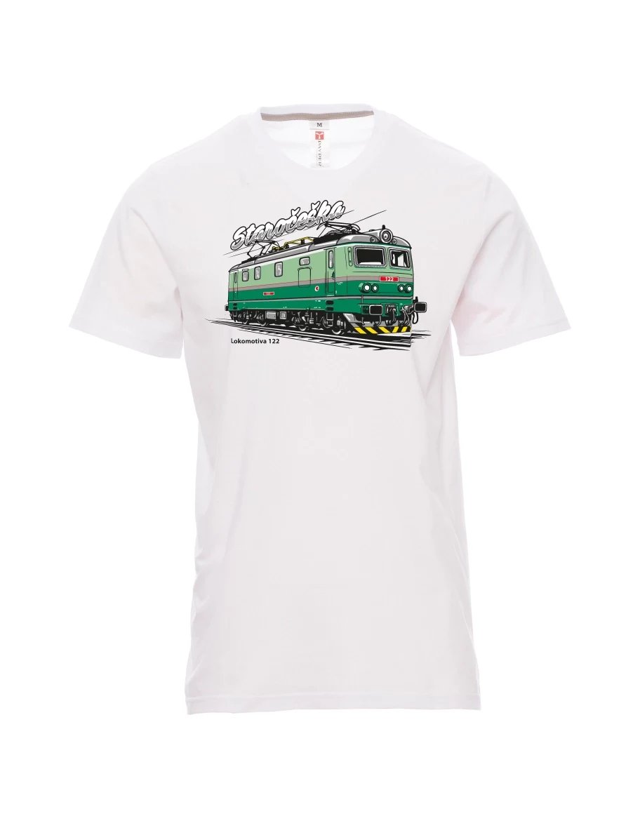 Weißes T-Shirt für Männer Lokomotive 122 „Staročeška“