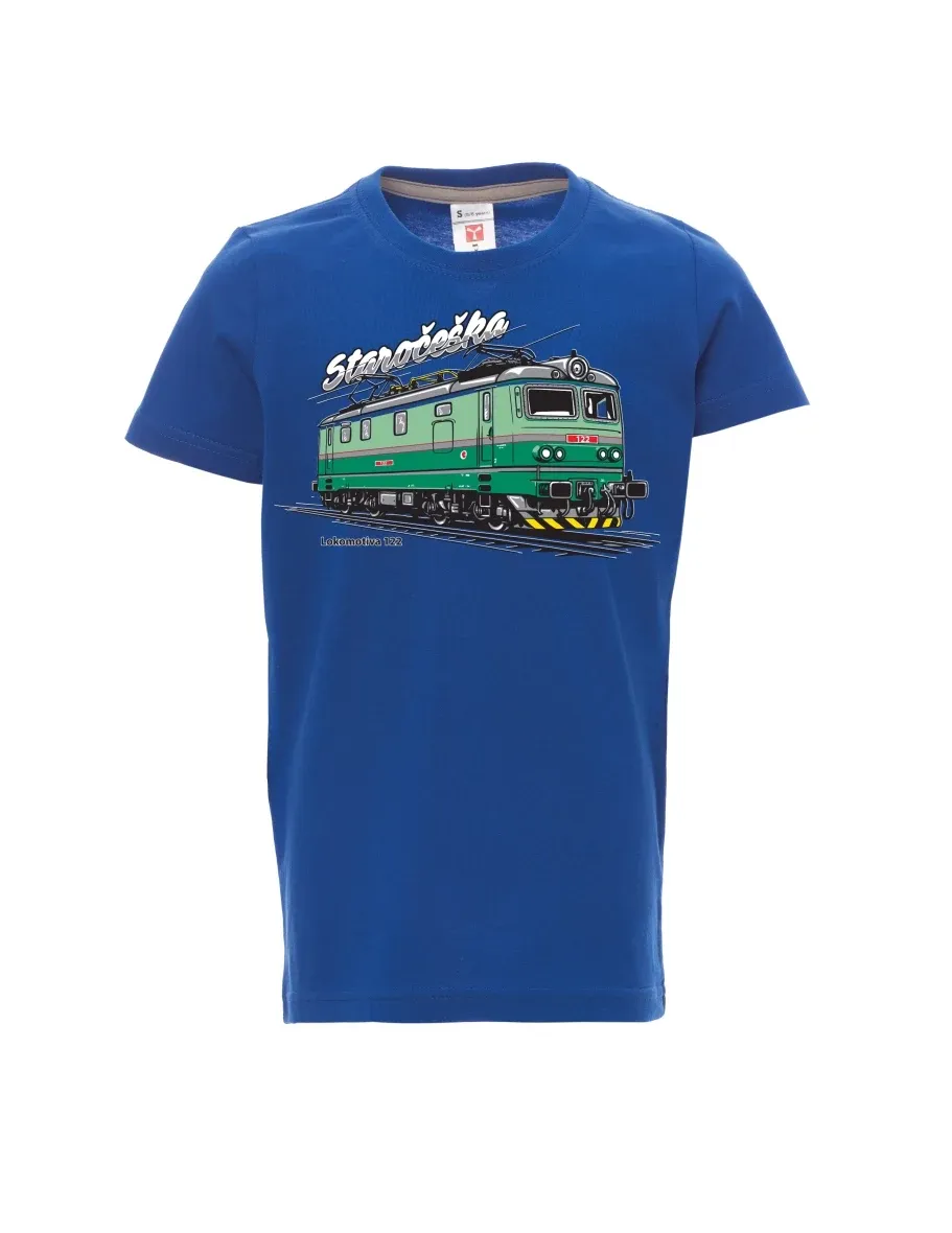 Blaues Kinder T-Shirt Lokomotive 122 „Staročeška“