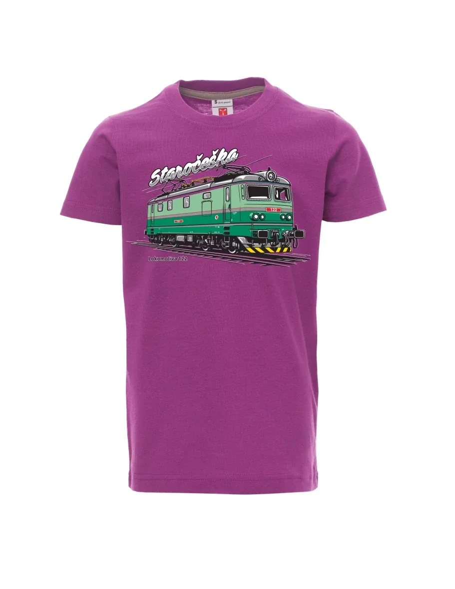 Violett Kinder T-Shirt Lokomotive 122 „Staročeška“