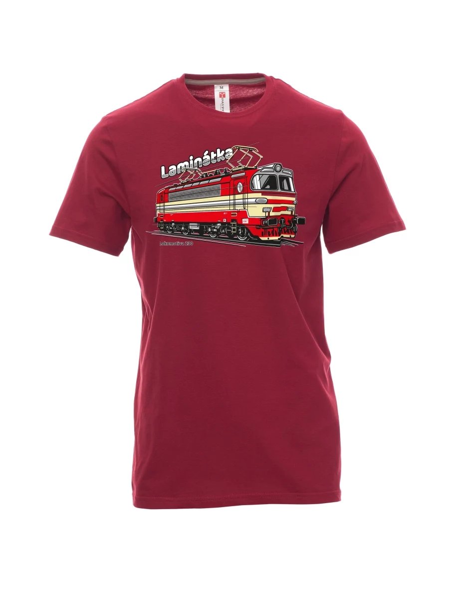 Dunkelrotes T-Shirt für Männer Lokomotive 230 „Laminátka“