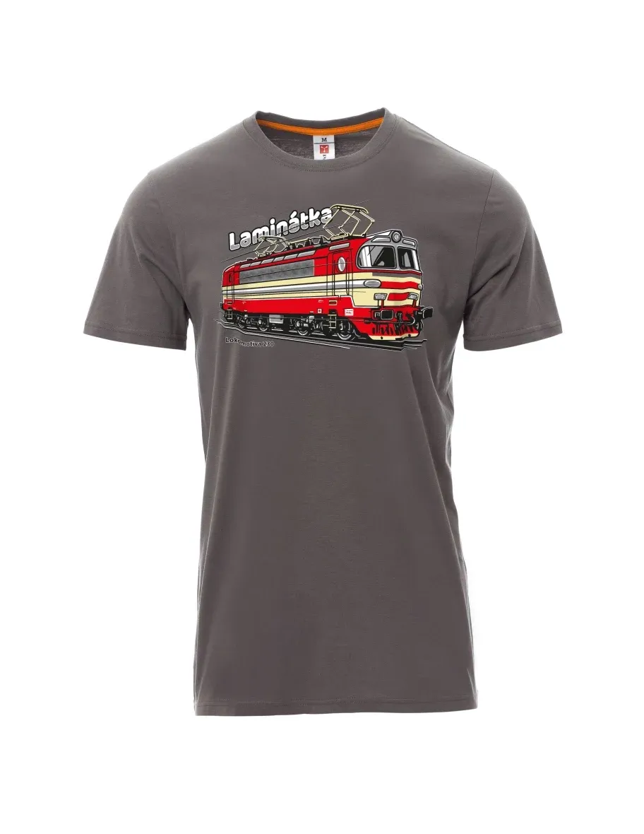 Graues T-Shirt für Männer Lokomotive 230 „Laminátka“
