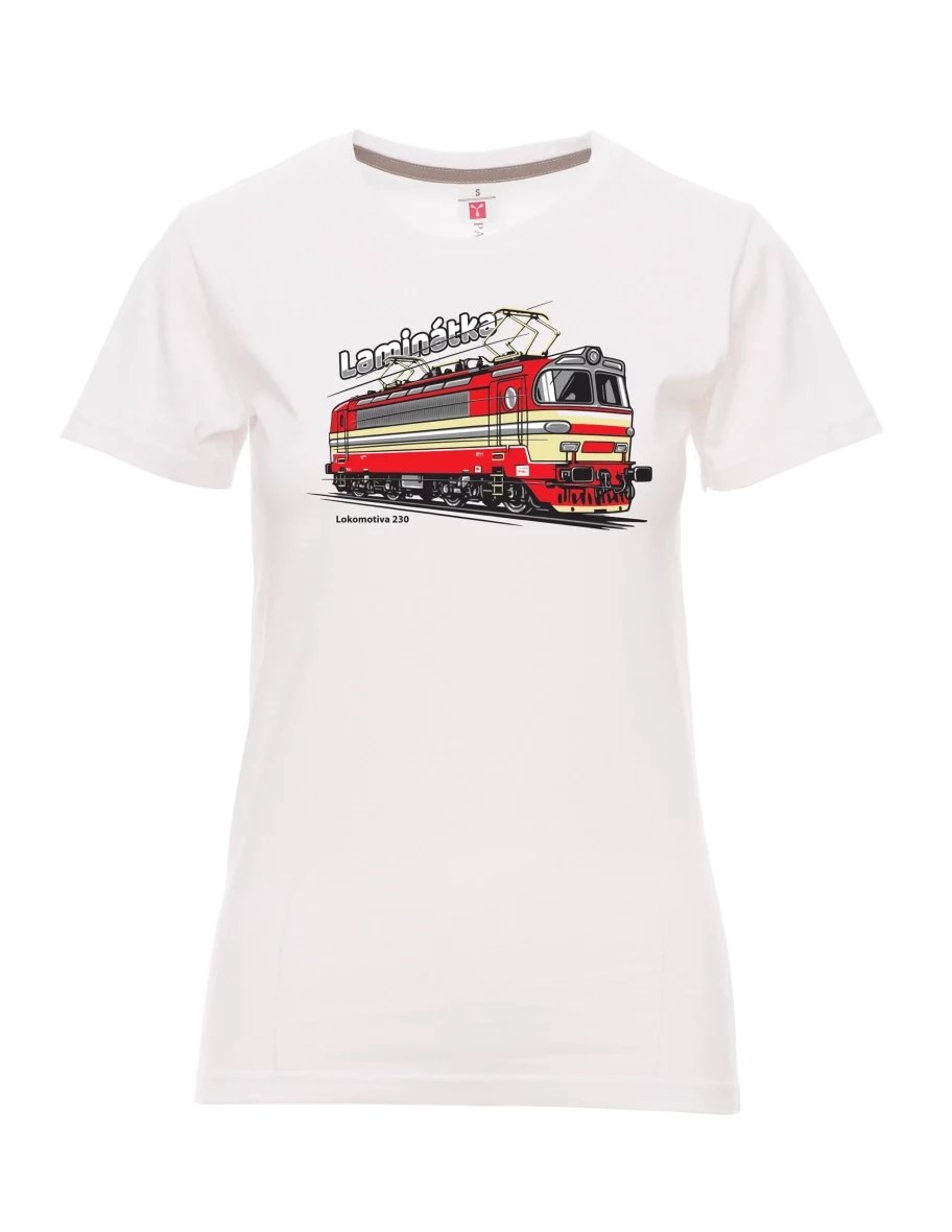 Weißes T-Shirt für Damen Lokomotive 230 „Laminátka“