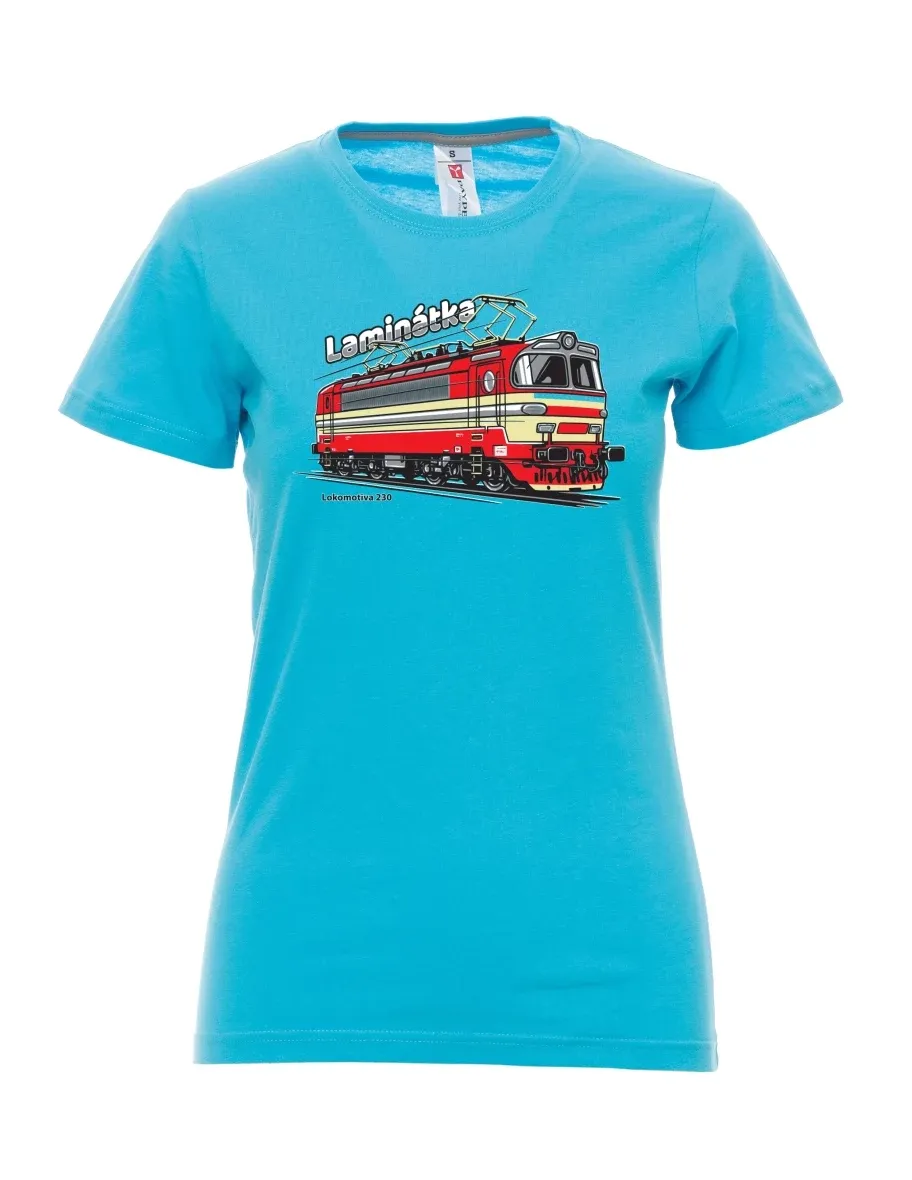 Atoll-blaues T-Shirt für Damen Lokomotive 230 „Laminátka“