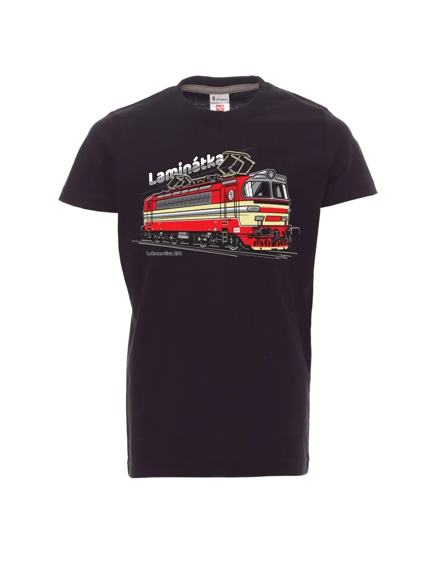 Schwarzes Kinder T-Shirt Lokomotive 230 „Laminátka“