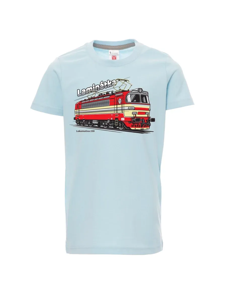 Blassblaues Kinder T-Shirt Lokomotive 230 „Laminátka“
