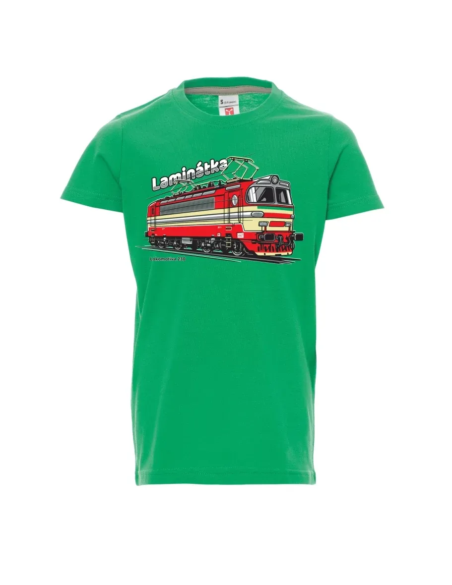 Grünes Kinder T-Shirt Lokomotive 230 „Laminátka“