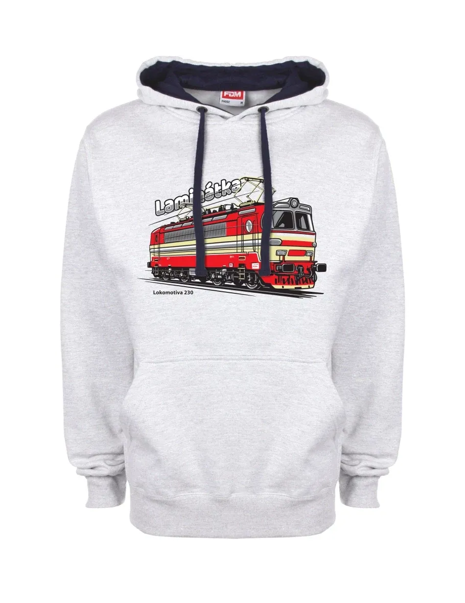 Blau-graues Sweatshirt Lokomotive 230 „Laminátka“