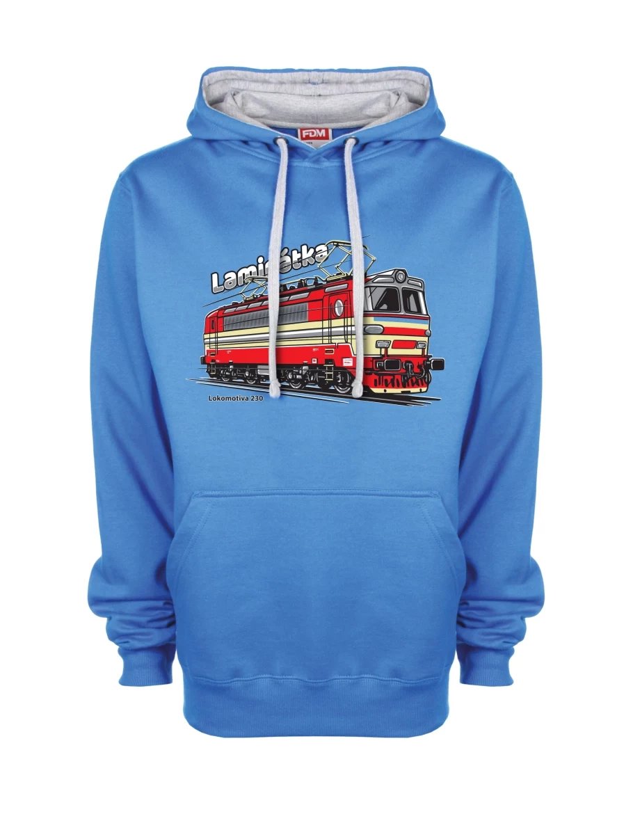 Grau-blaues Sweatshirt Lokomotive 230 „Laminátka“
