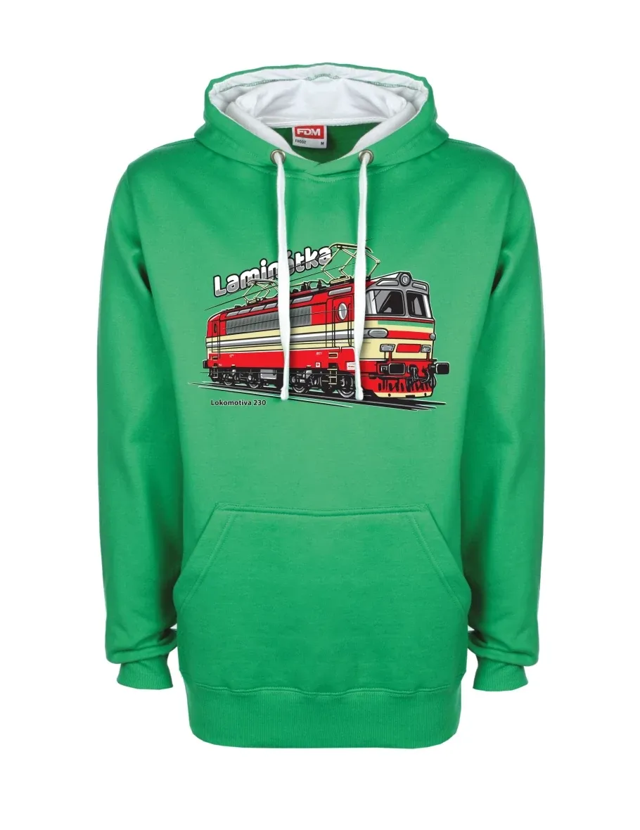 Weiß-grünes Sweatshirt Lokomotive 230 „Laminátka“