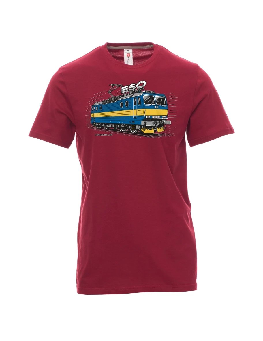 Dunkelrotes T-Shirt für Männer Lokomotive 363 „ESO“