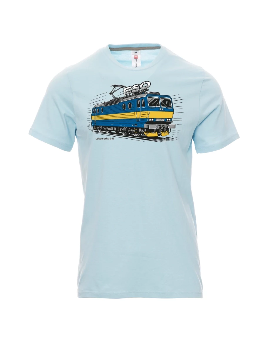 Blassblaues T-Shirt für Männer Lokomotive 363 „ESO“