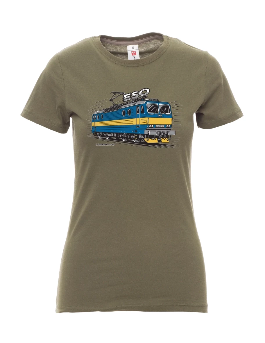 Khaki T-Shirt für Damen Lokomotive 363 „ESO“