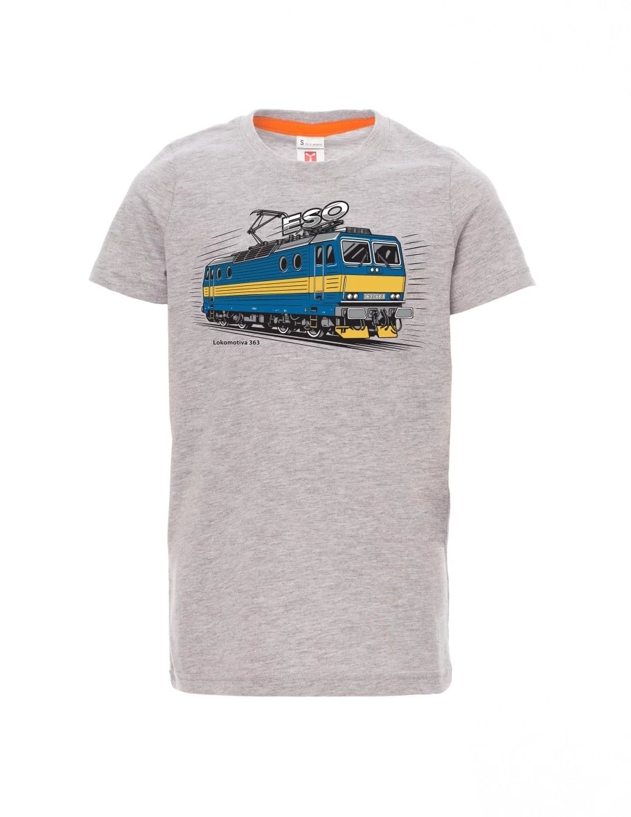 Grau melange Kinder T-Shirt Lokomotive 363 „ESO“
