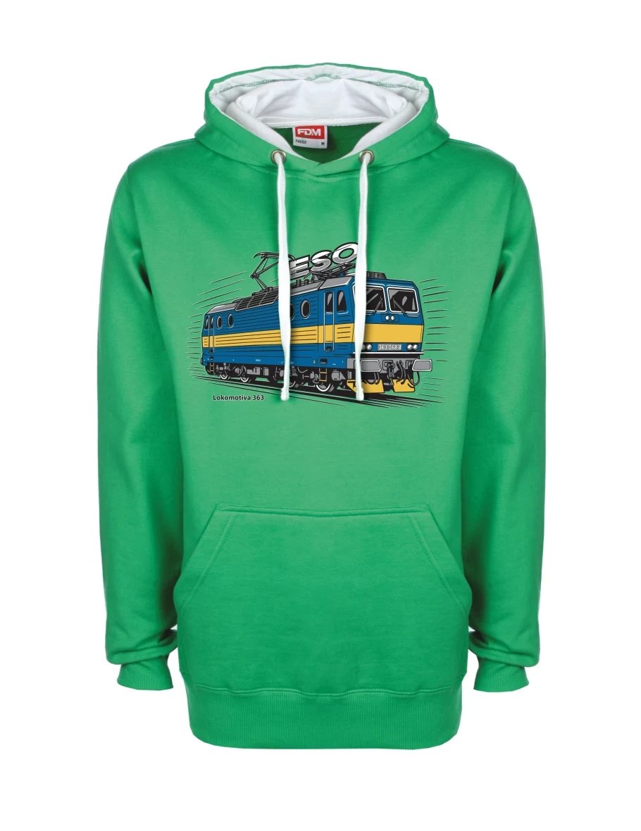 Weiß-grünes Sweatshirt Lokomotive 363 „ESO“