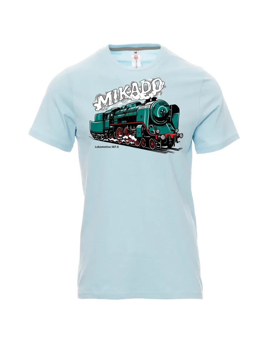 Blassblaues T-Shirt für Männer Lokomotive 387.0 „MIKADO“