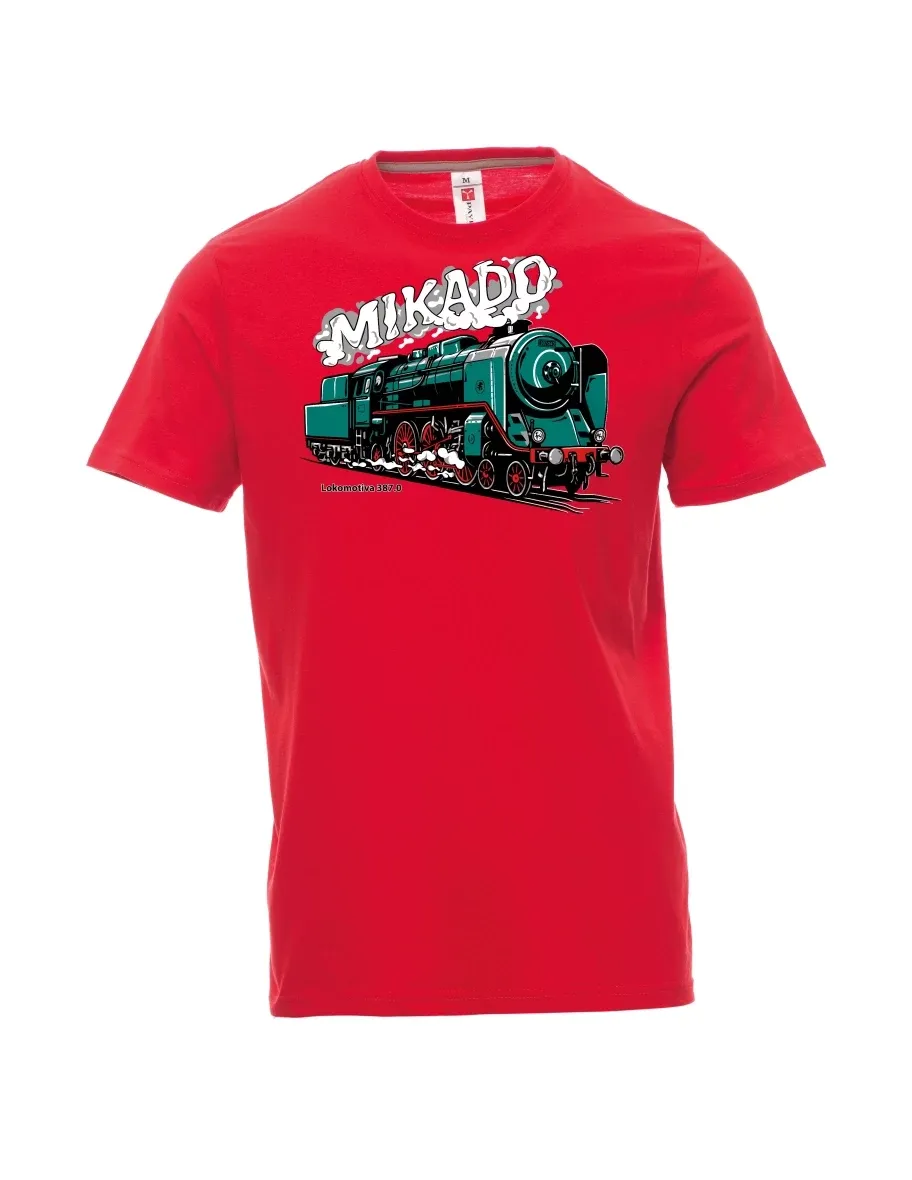 Rotes T-Shirt für Männer Lokomotive 387.0 „MIKADO“