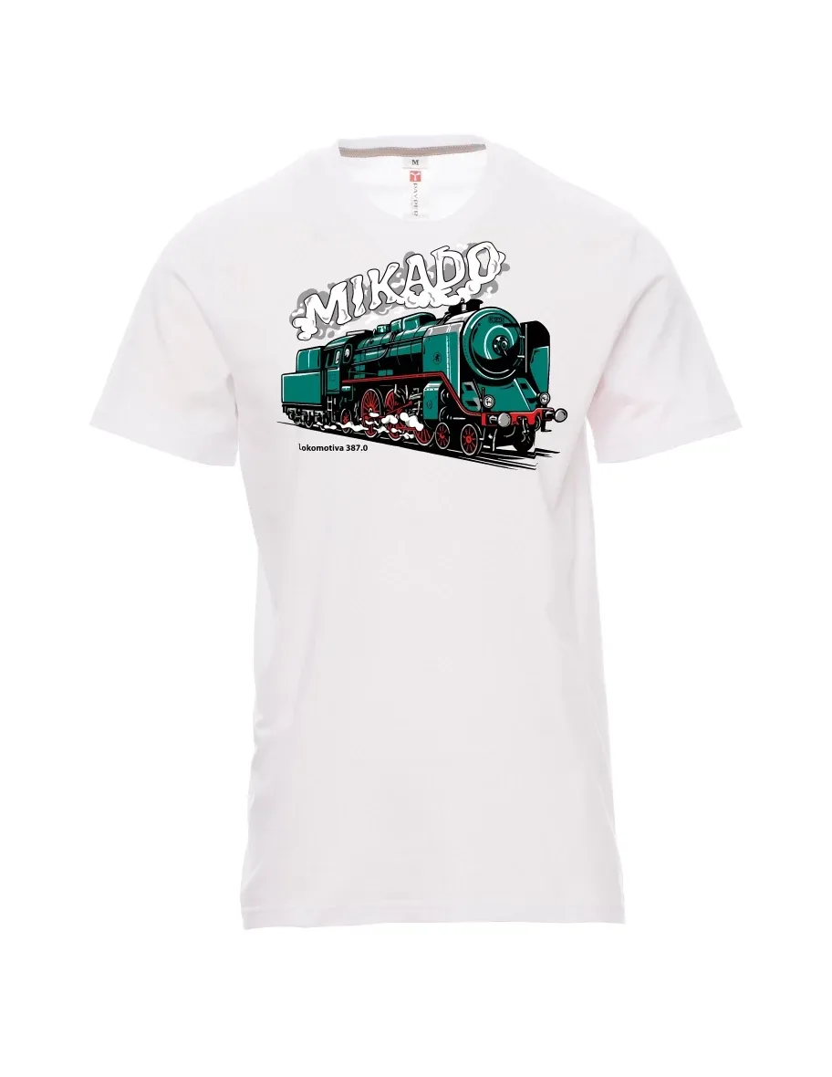 Weißes T-Shirt für Männer Lokomotive 387.0 „MIKADO“