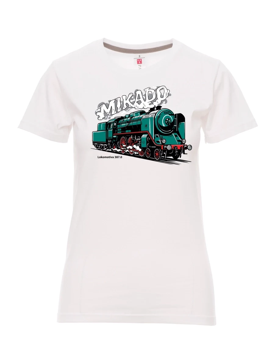 Weißes T-Shirt für Damen Lokomotive 387.0 „MIKADO“