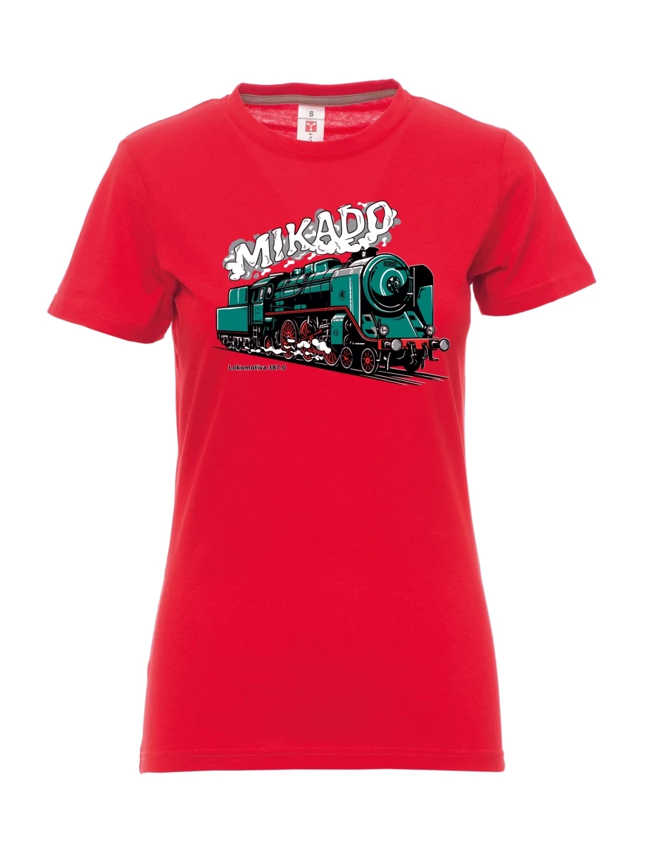 Rotes T-Shirt für Damen Lokomotive 387.0 „MIKADO“