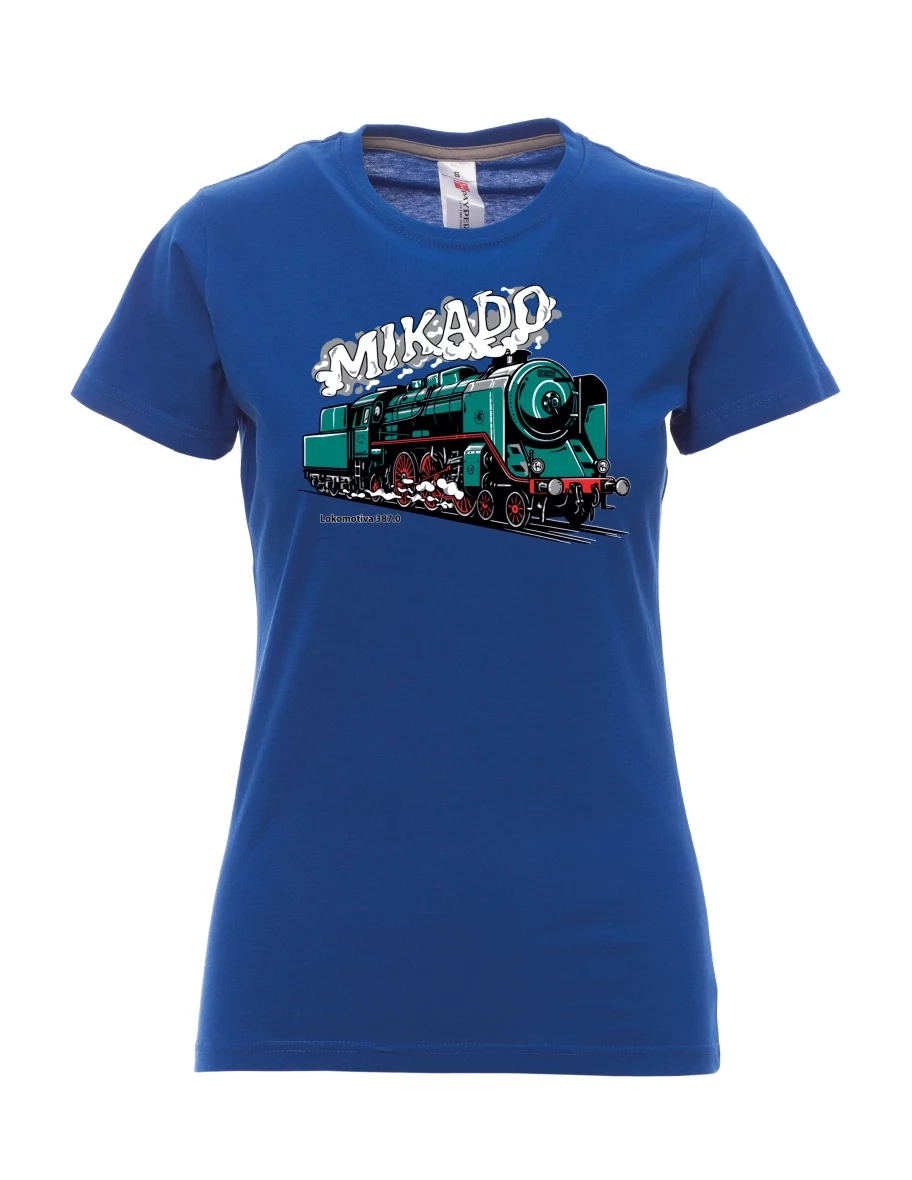 Königsblaues T-Shirt für Damen Lokomotive 387.0 „MIKADO“