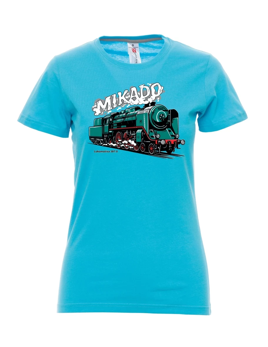 Atoll-blaues T-Shirt für Damen Lokomotive 387.0 „MIKADO“