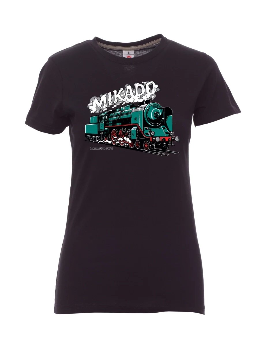 Schwarzes T-Shirt für Damen Lokomotive 387.0 „MIKADO“