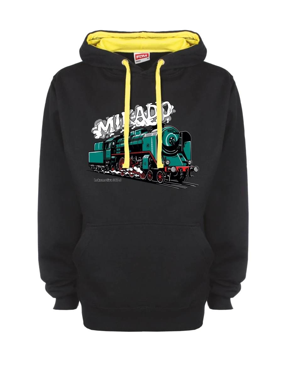 Gelb-schwarzes Sweatshirt mit Lokomotive 387.0 „MIKADO“