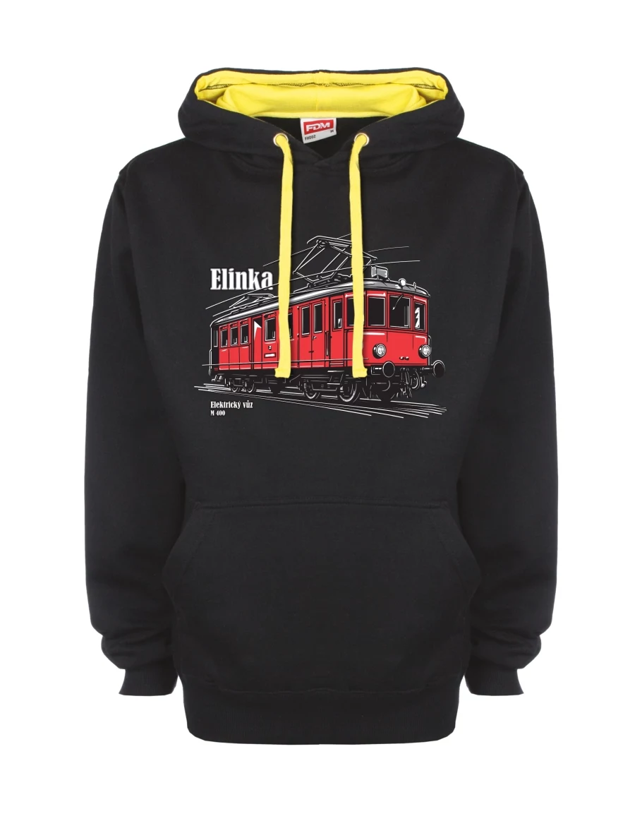 Gelb-schwarzes Sweatshirt mit Elektrotriebwagen M 400 „Elinka“