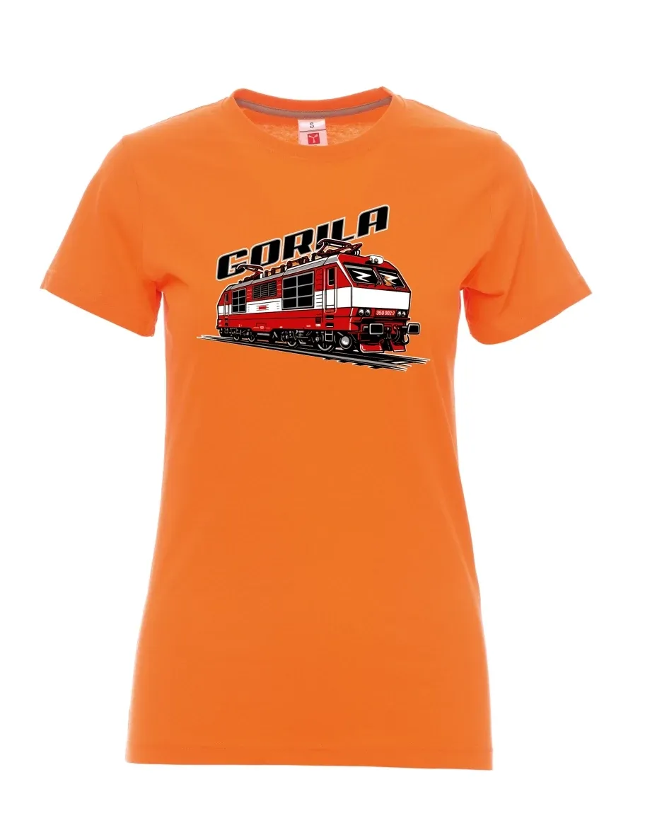 Orange T-Shirt für Damen Lokomotive 350 „Gorila“