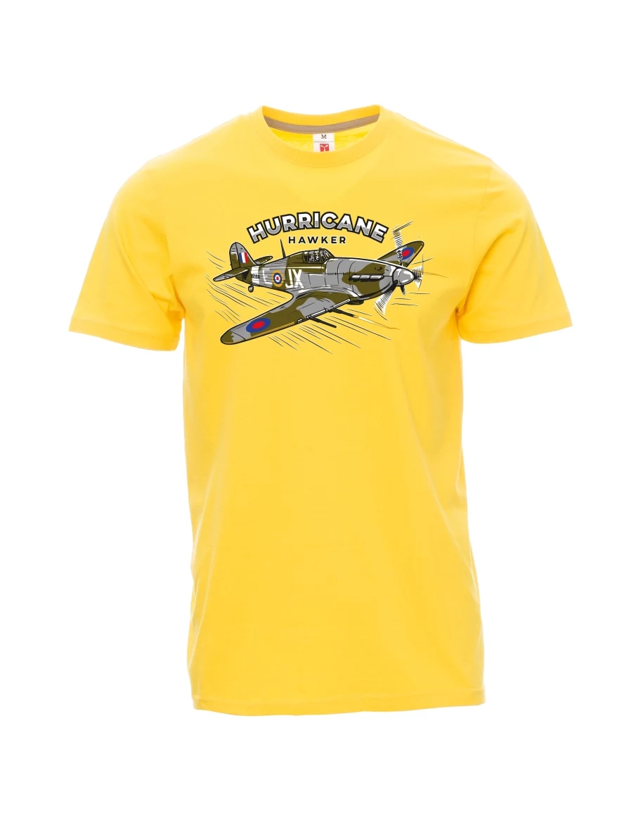 Gelbes T-Shirt für Männer Flugzeug Hurricane Hawker