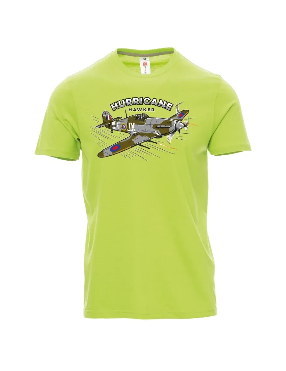 Hellgrünes T-Shirt für Männer Flugzeug Hurricane Hawker