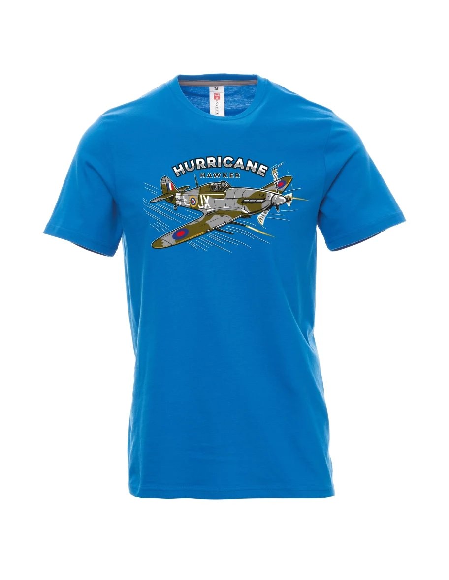 Hellblaues T-Shirt für Männer Flugzeug Hurricane Hawker