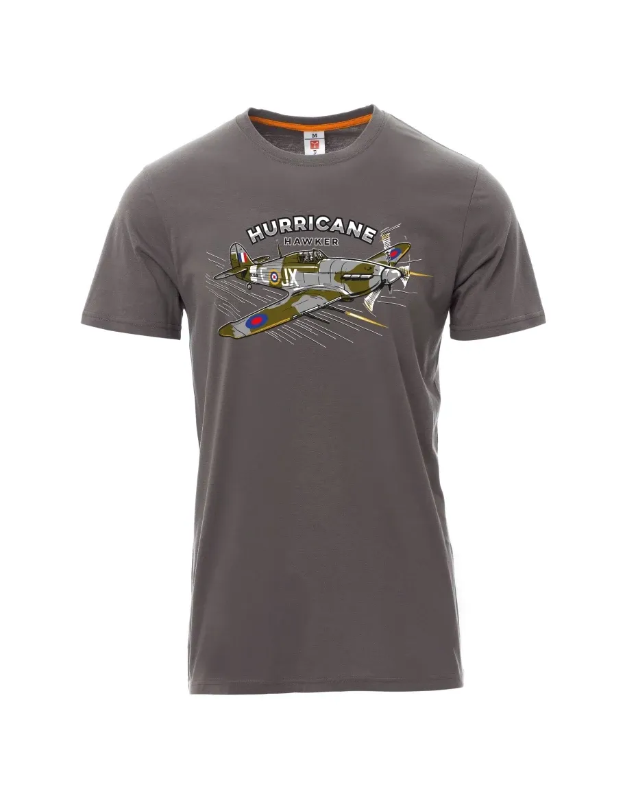 Graues T-Shirt für Männer Flugzeug Hurricane Hawker