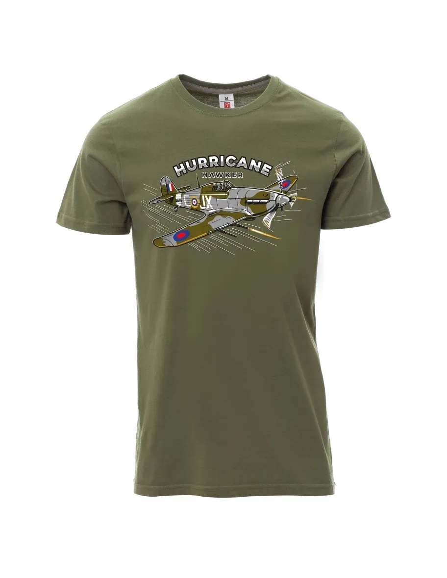 Khaki T-Shirt für Männer Flugzeug Hurricane Hawker