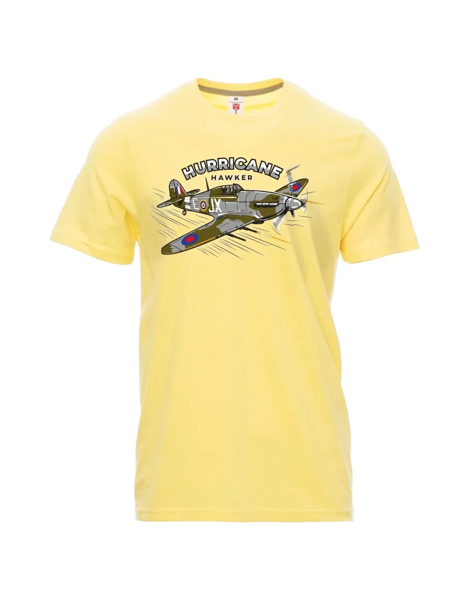 Hellgelb T-Shirt für Männer Flugzeug Hurricane Hawker