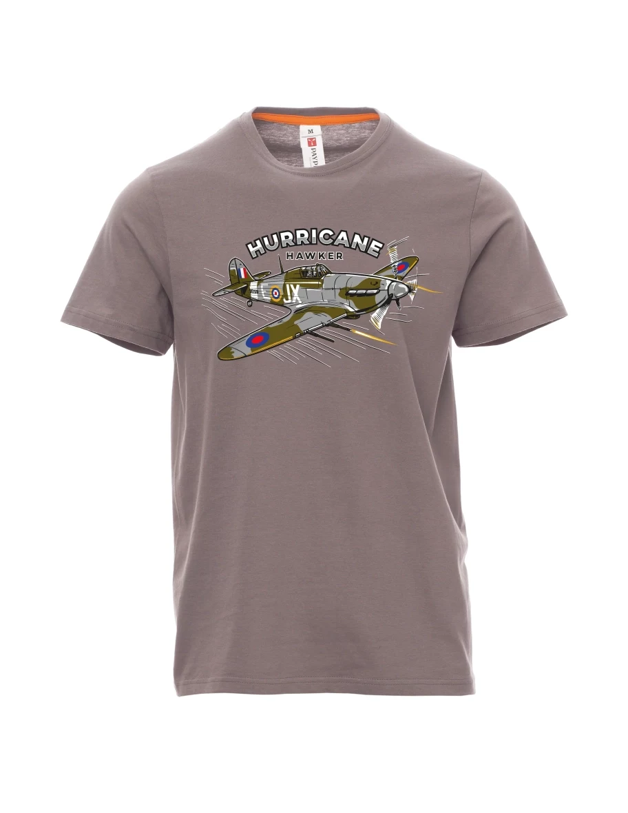 Stahlgrau T-Shirt für Männer Flugzeug Hurricane Hawker