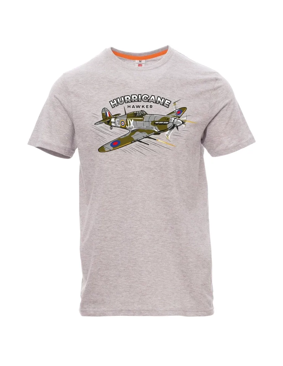Grau melange T-Shirt für Männer Flugzeug Hurricane Hawker