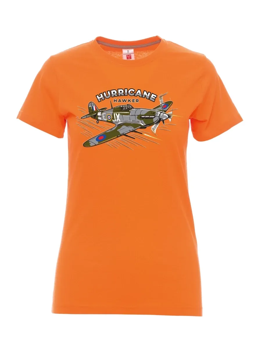 Orange T-Shirt für Damen Flugzeug Hurricane Hawker