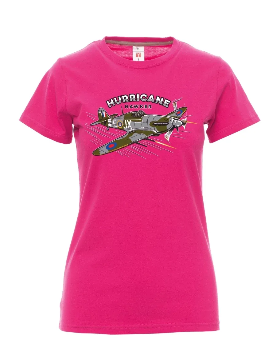 Rosa T-Shirt für Damen Flugzeug Hurricane Hawker