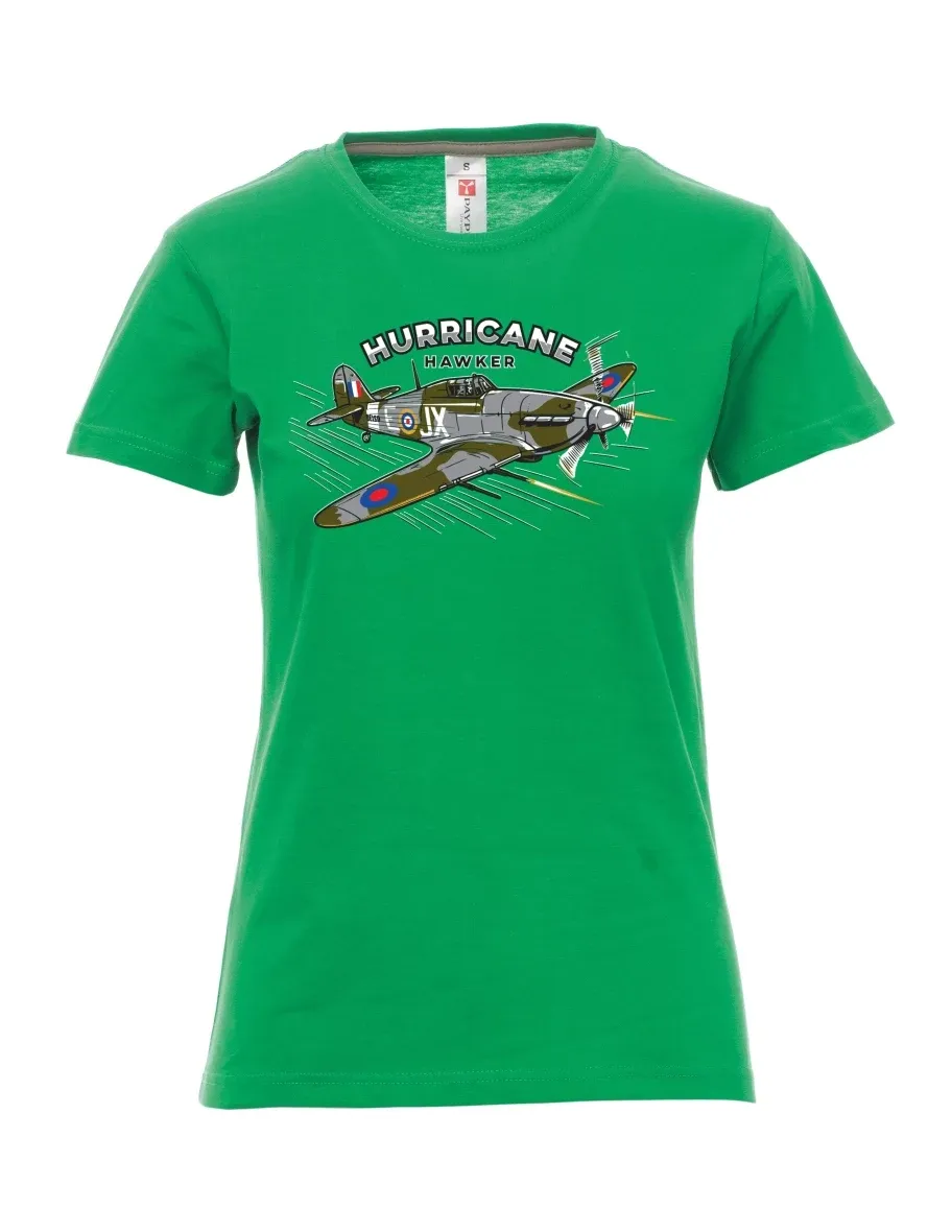 Grünes T-Shirt für Damen Flugzeug Hurricane Hawker