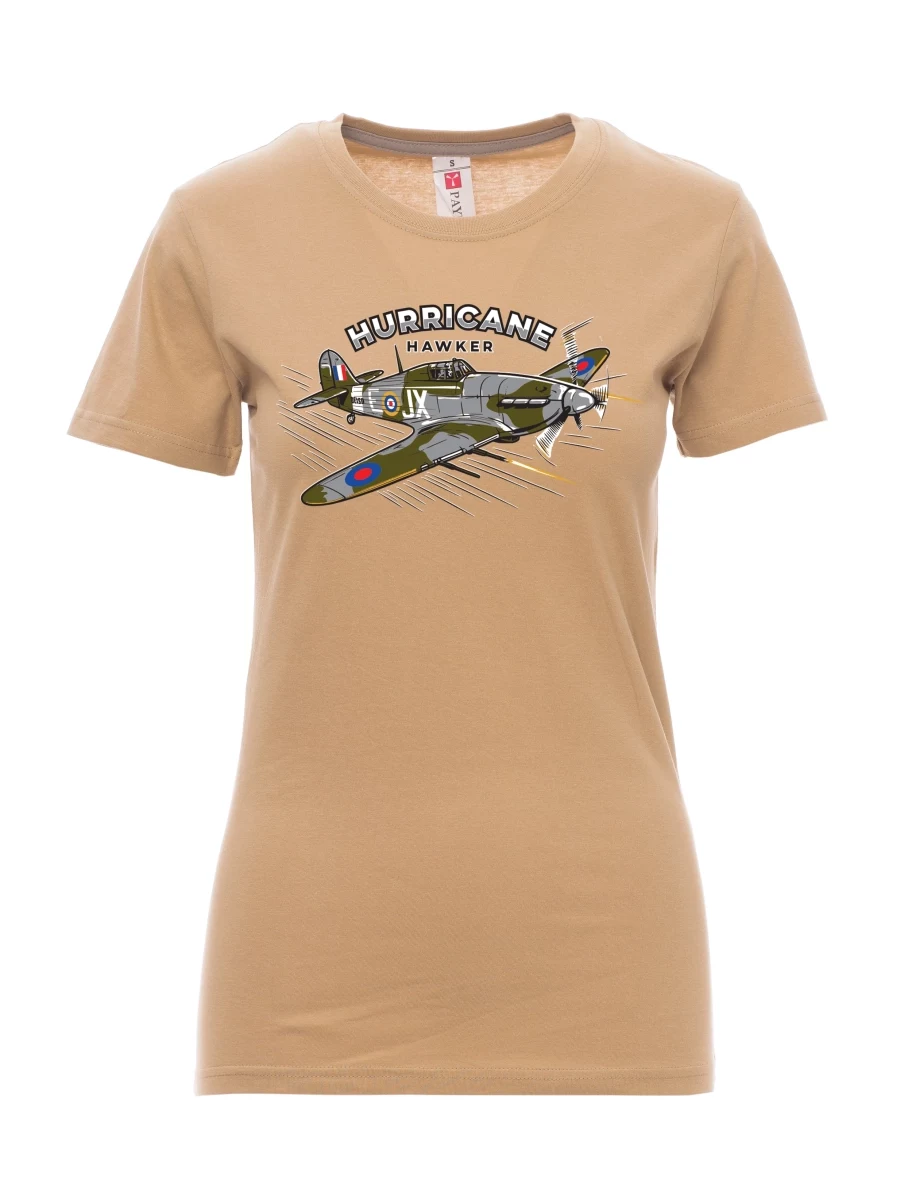 Braunes T-Shirt für Damen Flugzeug Hurricane Hawker