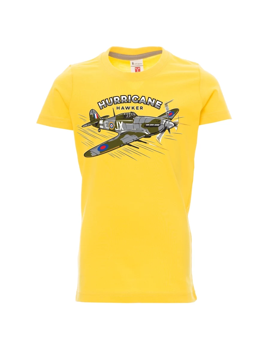 Gelbes Kinder T-Shirt Flugzeug Hurricane Hawker