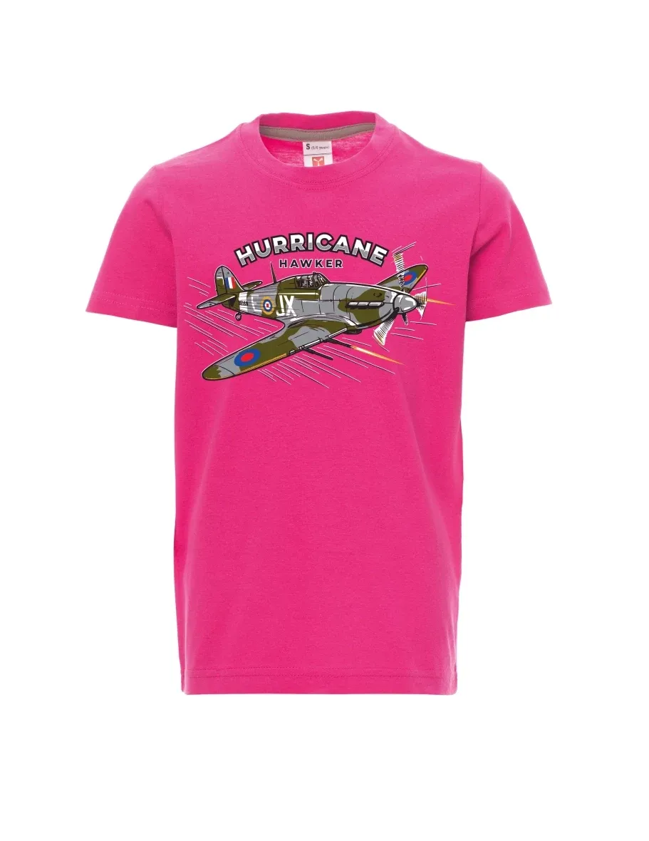 Rosa Kinder T-Shirt Flugzeug Hurricane Hawker