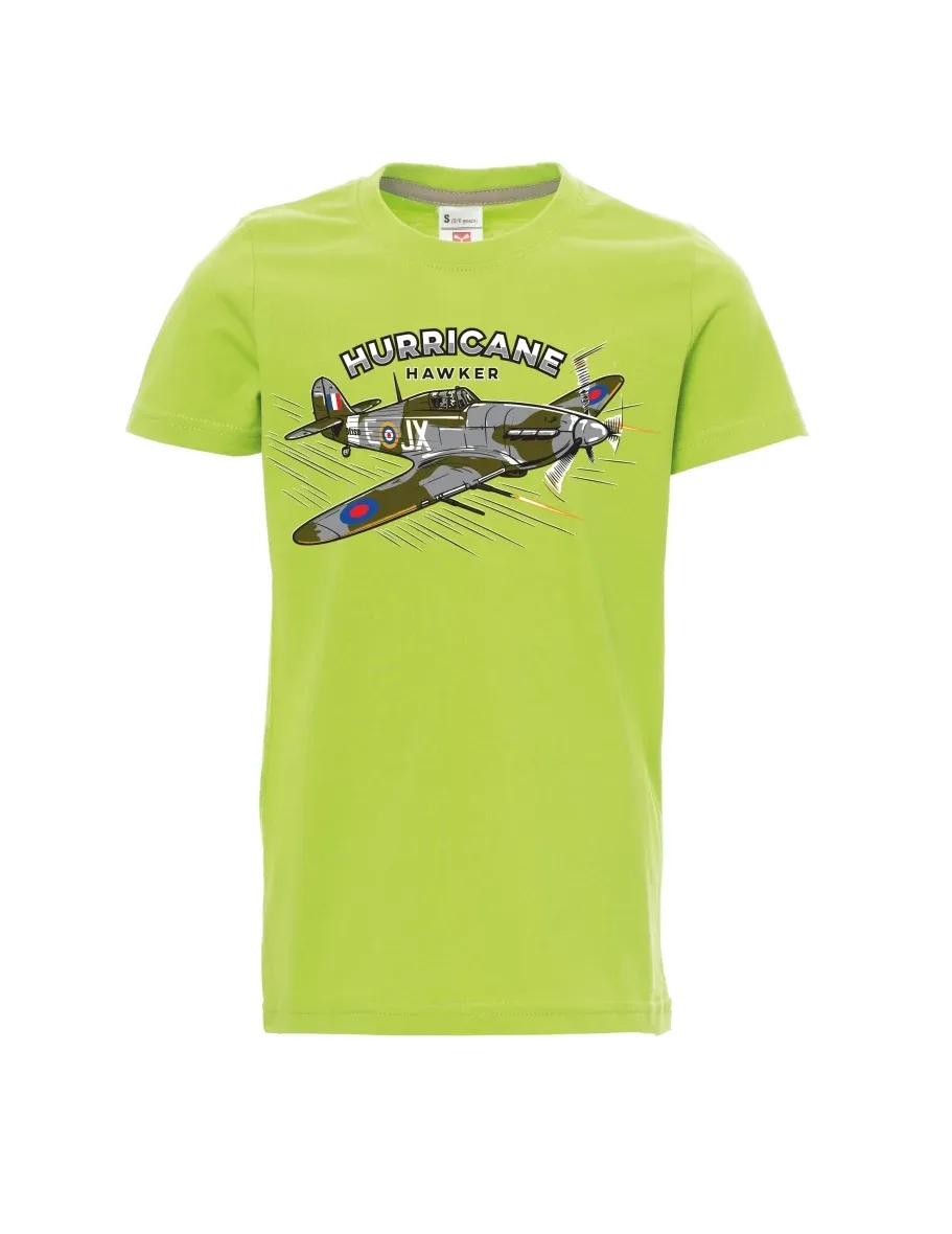 Hellgrünes Kinder T-Shirt Flugzeug Hurricane Hawker