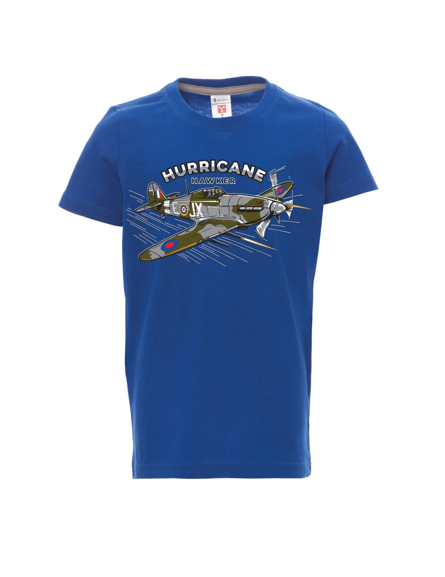 Blaues Kinder T-Shirt Flugzeug Hurricane Hawker