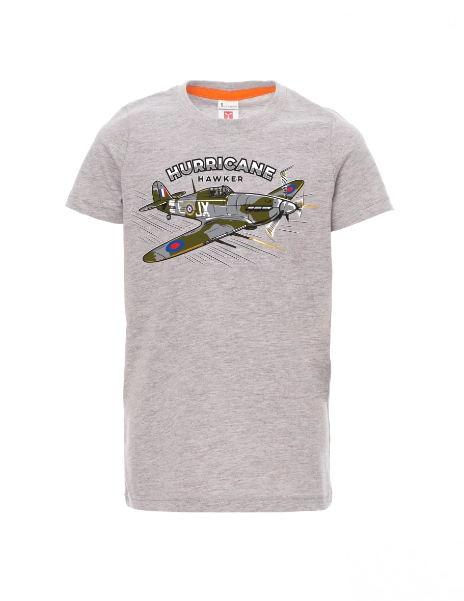 Grau melange Kinder T-Shirt Flugzeug Hurricane Hawker