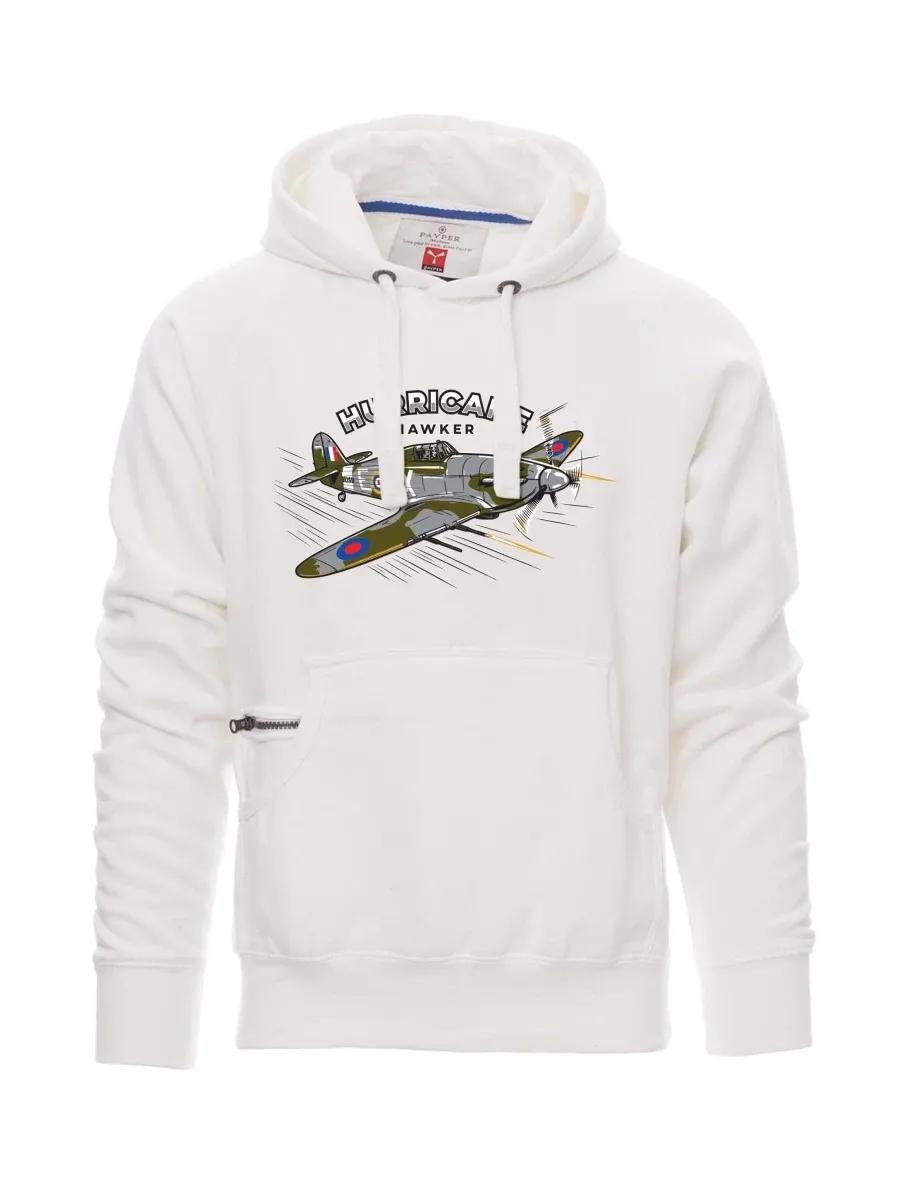 Weißes Sweatshirt für Männer Flugzeug Hurricane Hawker