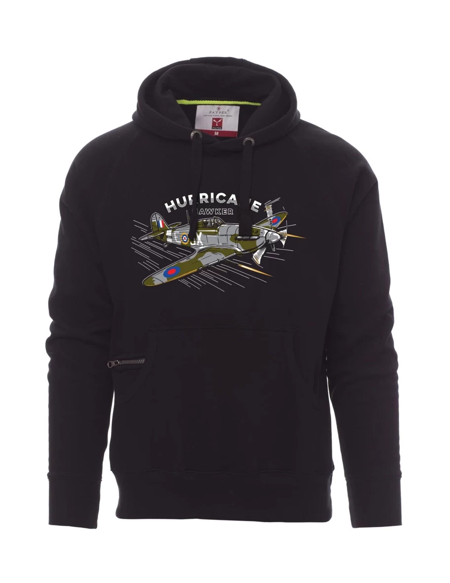 Schwarzes Sweatshirt für Männer Flugzeug Hurricane Hawker
